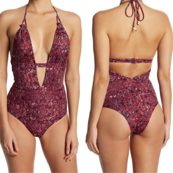 NWT Anthropologie x Tavik Emme One Piece Swimsuit, Lap of Luxury Red, size xs - Picture 1 of 11